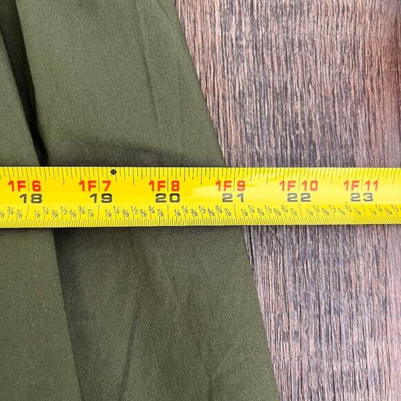 Gap Bubble Sleeve Cotton Poplin Dress Cinch Waist Button Front Size Medium Green - Picture 14 of 15